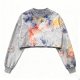 Women's Vintage Washed Crop Sweatshirt - Oversized Crew Neck