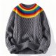 Unisex Oversized Crew Neck Sweater - Retro Solid Casual Knit